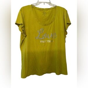 New York & Company Green Oversized Graphic Tee